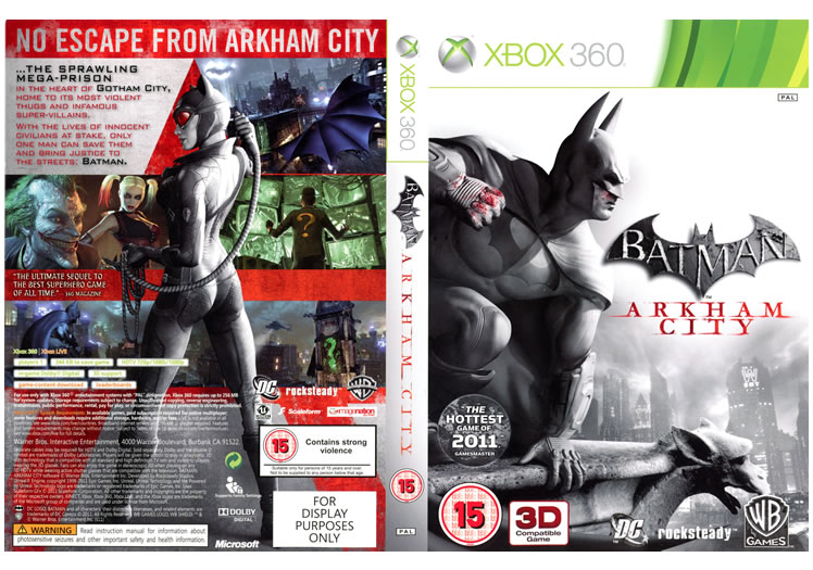 Batman Arkham City XBOX 360 Display Only Box Art - Front