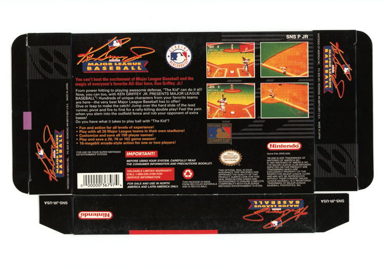 Ken Griffey Jr. Presents Major League Baseball Display Only Box Art - Back