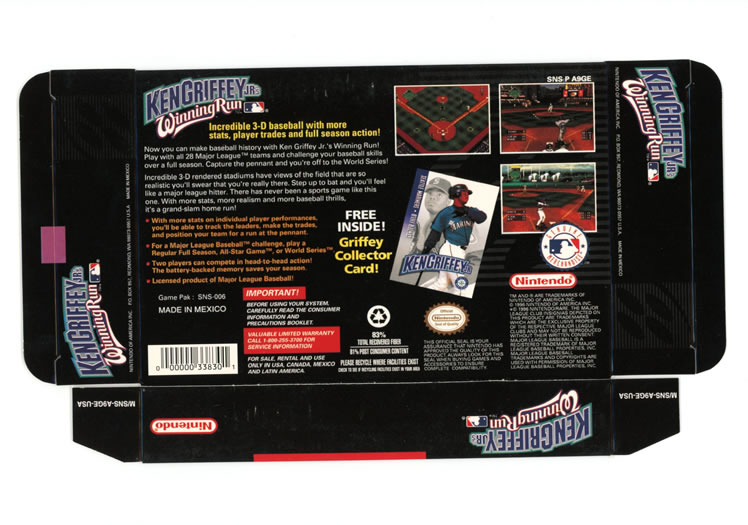 Ken Griffey Jr.'s Winning Run Display Only Box Art Display Only Box Art - Back