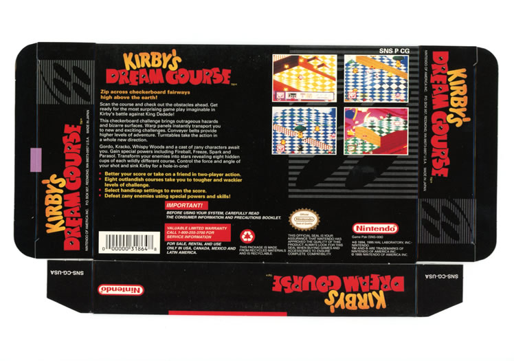 Kirby's Dream Course Display Only Box Art - Back