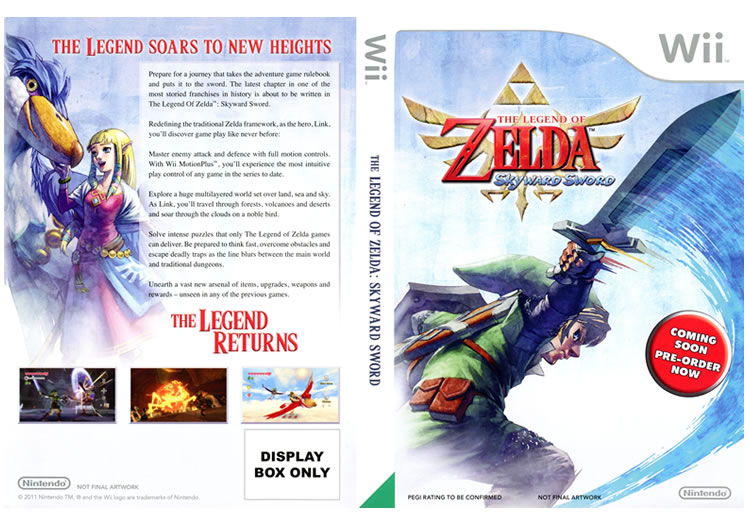 Legend Of Zelda Skyward Sword Display Only Box Art - Nintendo Wii