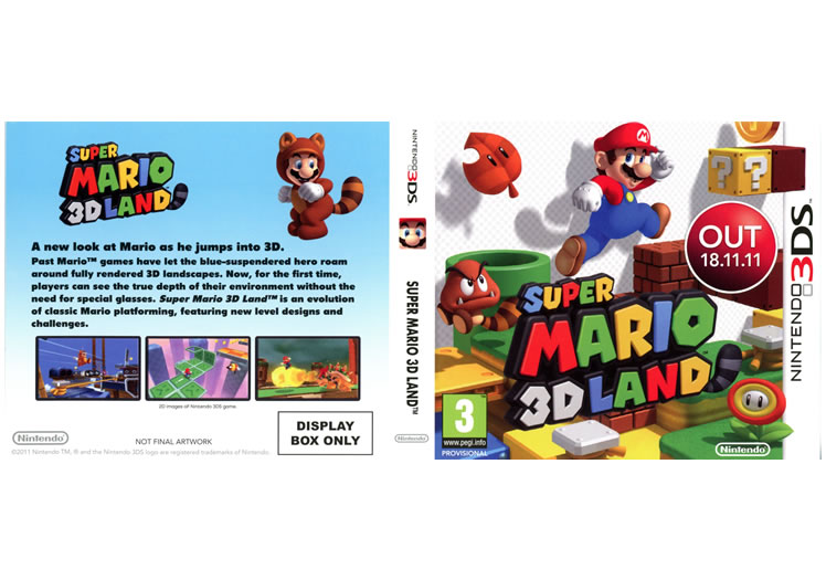 Super Mario 3D Land Display Only Box Art - Nintendo 3DS