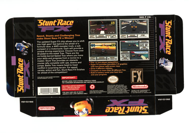 Stunt Race FX Display Only Box Art - Back
