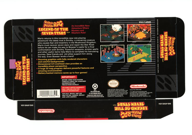 Super Mario RPG Legend of the Seven Stars (Super Nintendo, SNES) BOX ONLY