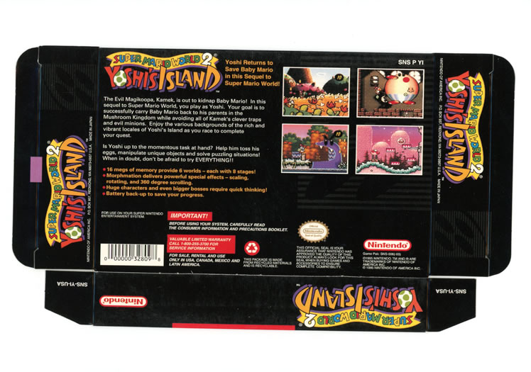 Super Mario World 2 Display Only Box Art - Back