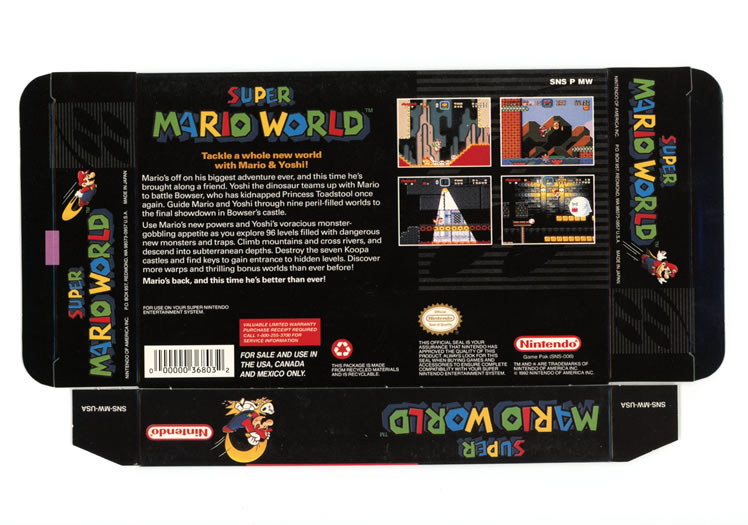 Super Mario World Display Only Box Art - Back