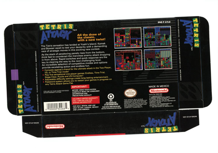 Tetris Attack Display Only Box Art - Back